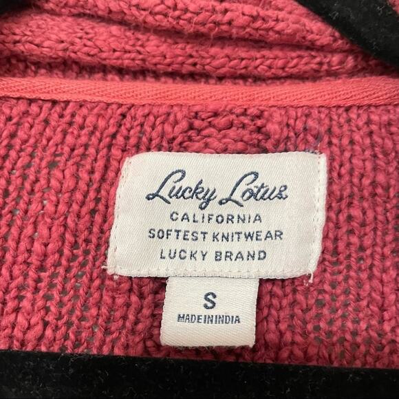 Lucky Brand Lucky Lotus Burgundy Waterfall Front Cardigan Sweater Womens S Boho - Picture 2 of 7